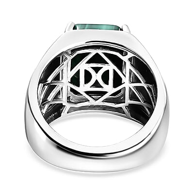 Karis African Malachite 9.15 ctw Men's Ring in Platinum Bond (Size 10.0)