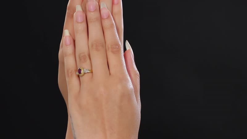 AAA Radiant Ember Garnet, Yellow and White Diamond 0.75 ctw Ring in 18K Vermeil Yellow Gold Over Sterling Silver