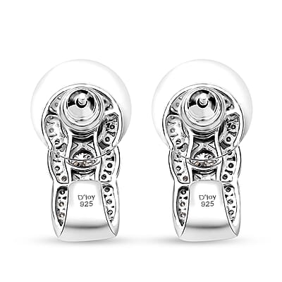 D'Joy Moissanite and Tsavorite Garnet 2.75 ctw J-Hoop Earrings in Rhodium Over Sterling Silver