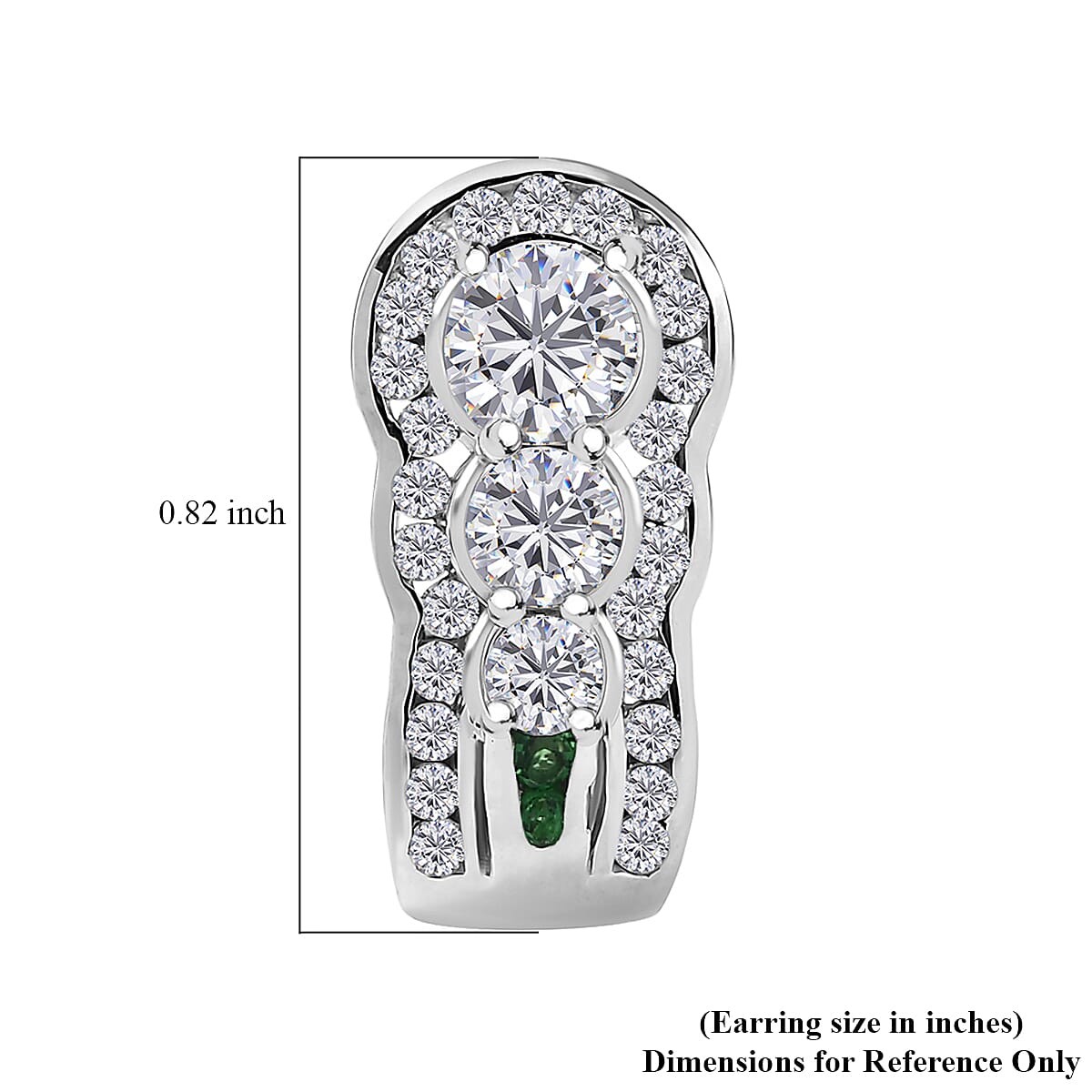 D'Joy Moissanite and Tsavorite Garnet 2.75 ctw J-Hoop Earrings in Rhodium Over Sterling Silver