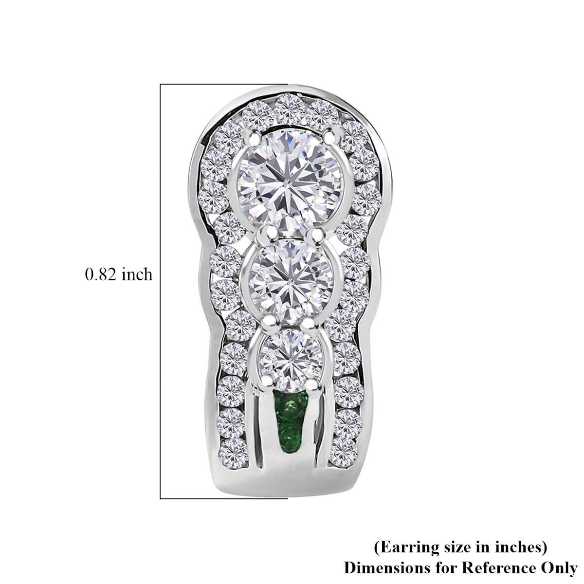 Moissanite and Tsavorite Garnet 2.75 ctw J-Hoop Earrings in Rhodium Over Sterling Silver image number 6