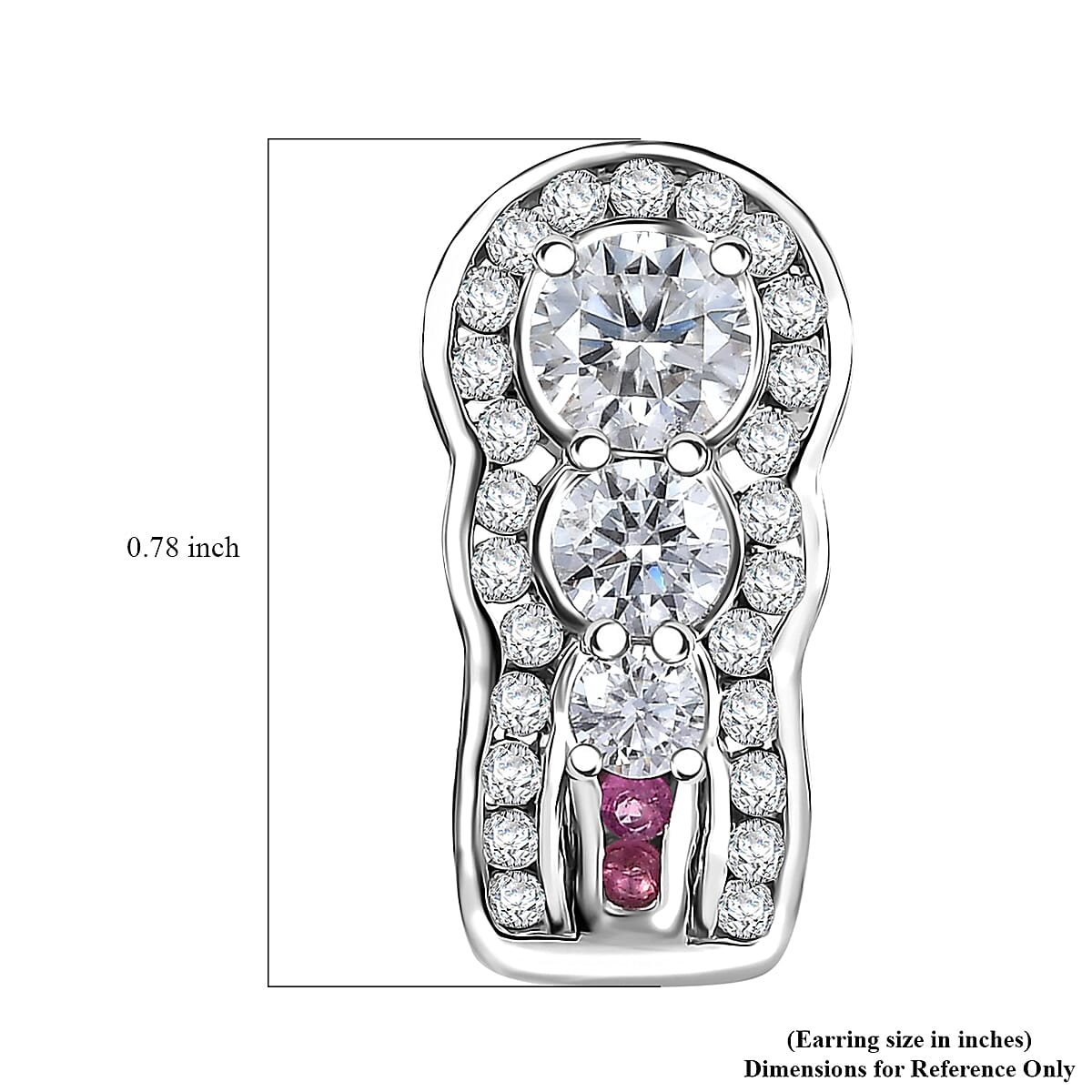 D'Joy Moissanite and Ouro Fino Rubellite 2.50 ctw J-Hoop Earrings in Rhodium Over Sterling Silver image number 5