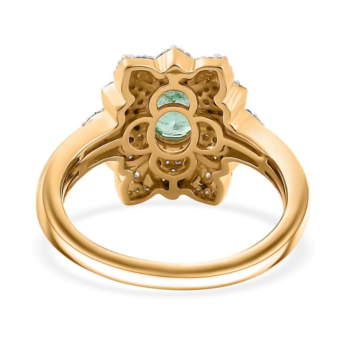 Boyaca Colombian Emerald and Moissanite 1.10 ctw Bloom Ring in 18K Vermeil Yellow Gold Over Sterling Silver (Size 6.0) image number 4