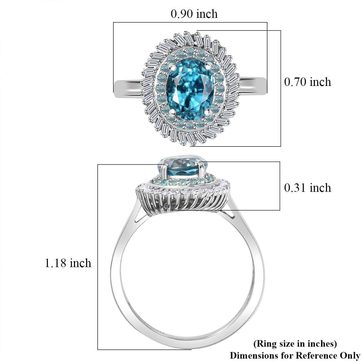 Certified & Appraised Rhapsody 950 Platinum AAAA Cambodian Blue Zircon, Paraiba Tourmaline, Diamond (E-F, VS) (0.19 cts) Double Halo Ring (Size 10.0) (Del. in 10-12 Days) 4.36 ctw image number 5