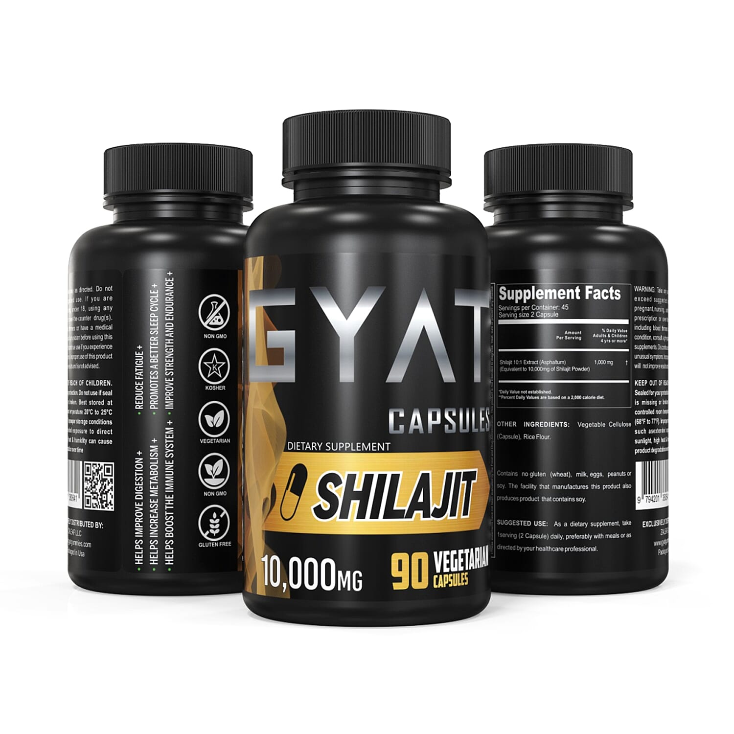 Gyat Shilajit Dietary Supplement (90 Capsules)- Vegetarian