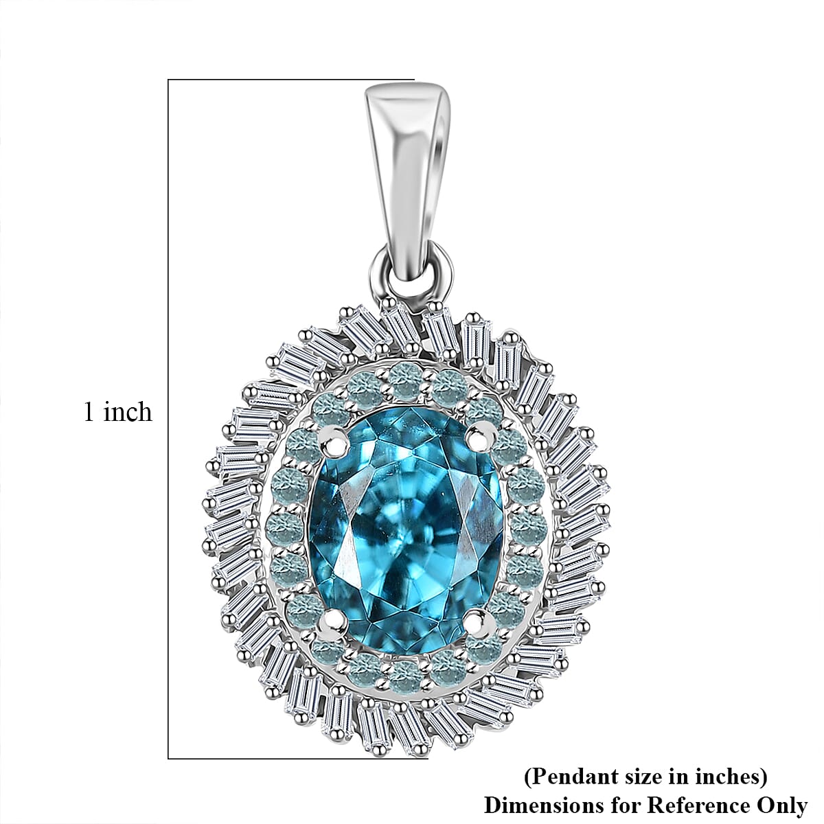 Rhapsody AAAA Cambodian Blue Zircon, Paraiba Tourmaline and E-F VS Diamond 4.36 ctw Double Halo Pendant without Chain in 950 Platinum