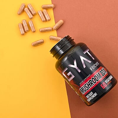 Gyat Mushroom 10X Focus Dietary Supplement (60 Capsules)- Vegetarian