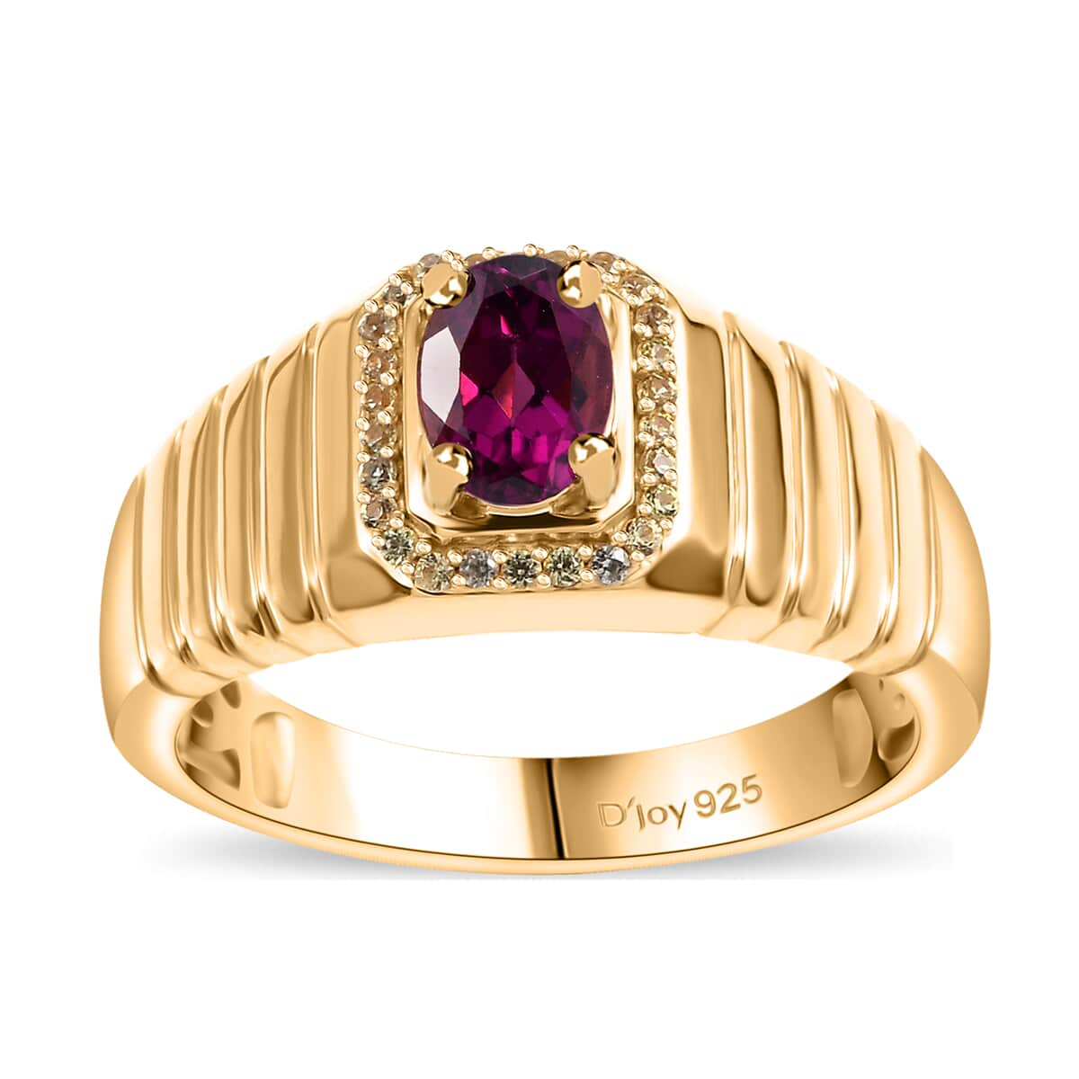 AAA Radiant Ember Garnet and Madagascar Yellow Sapphire 1.15 ctw Men's Ring in 18K Vermeil Yellow Gold Over Sterling Silver (Size 10.0) image number 0