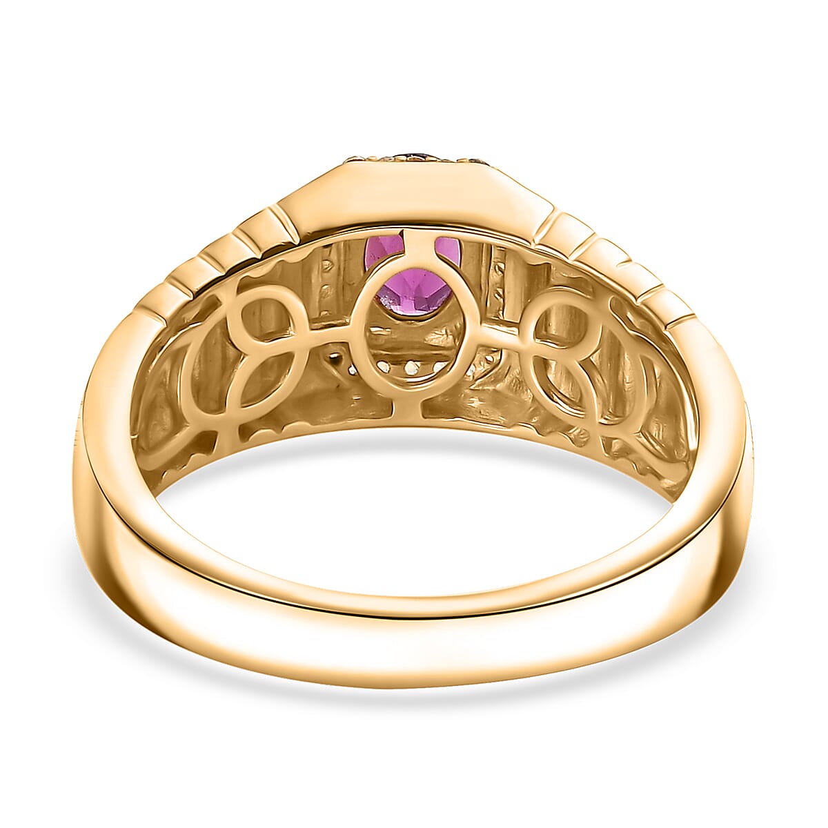 AAA Radiant Ember Garnet and Madagascar Yellow Sapphire 1.15 ctw Men's Ring in 18K Vermeil Yellow Gold Over Sterling Silver (Size 10.0)