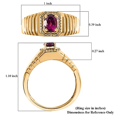 AAA Radiant Ember Garnet and Madagascar Yellow Sapphire 1.15 ctw Men's Ring in 18K Vermeil Yellow Gold Over Sterling Silver (Size 10.0)
