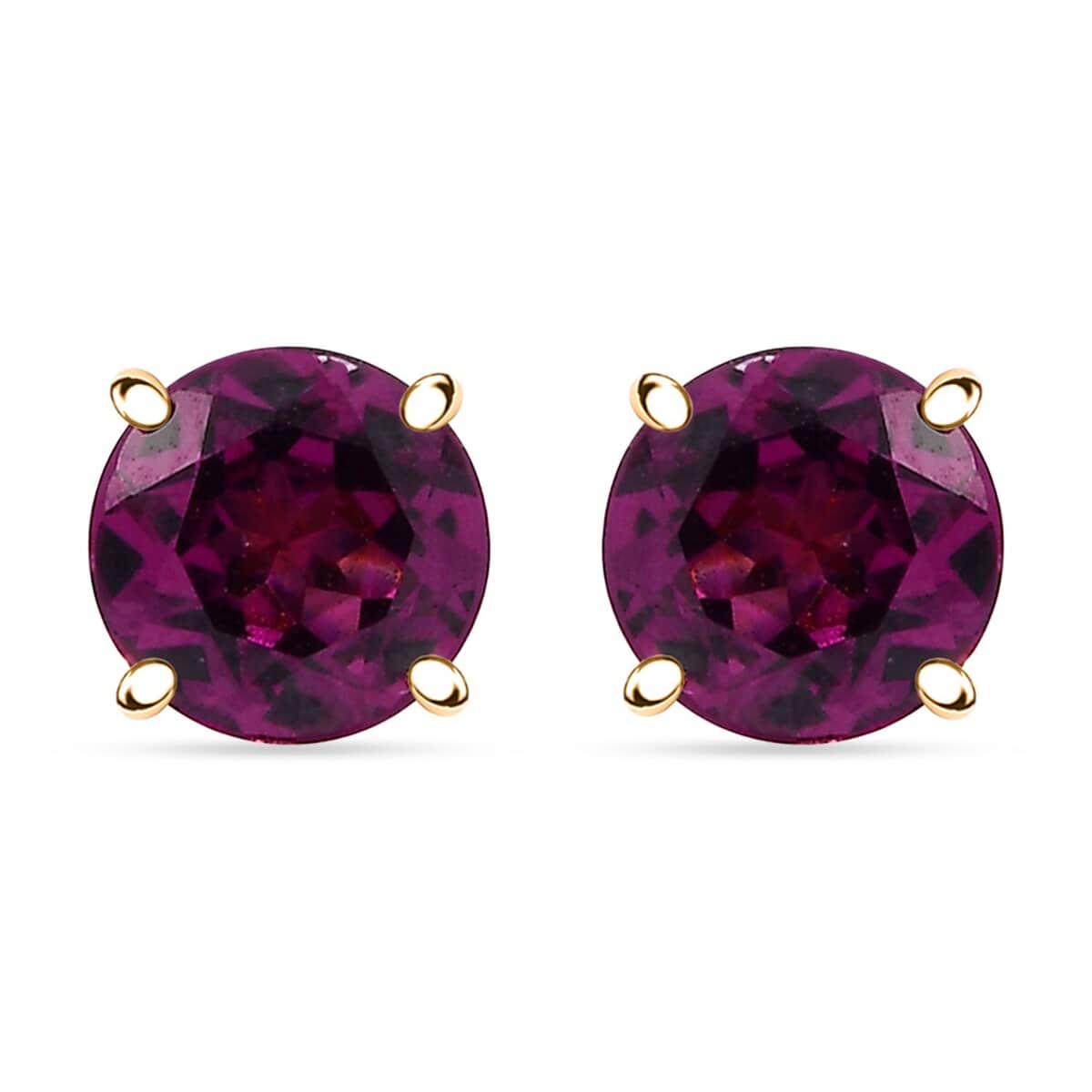 Certified & Appraised Luxoro AAA Radiant Ember Garnet 2.00 ctw Solitaire Stud Earrings in 10K Yellow Gold image number 0