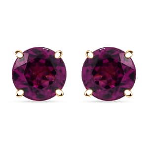 Certified & Appraised Luxoro AAA Radiant Ember Garnet 2.00 ctw Solitaire Stud Earrings in 10K Yellow Gold