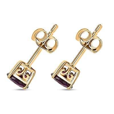 Certified & Appraised Luxoro AAA Radiant Ember Garnet 2.00 ctw Solitaire Stud Earrings in 10K Yellow Gold