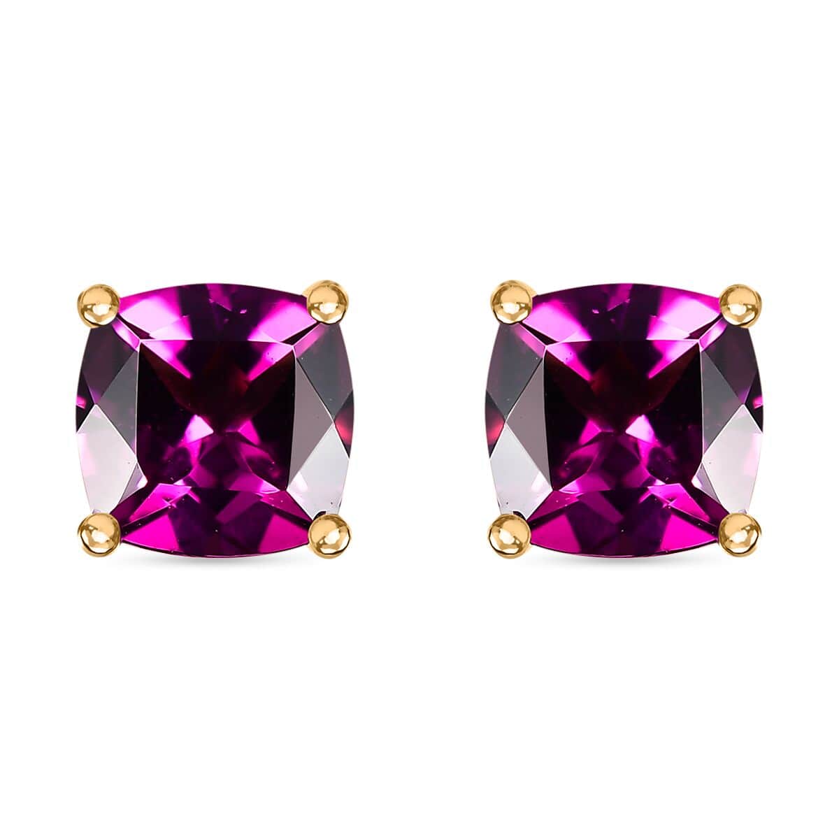 Doorbuster Certified & Appraised Luxoro AAA Radiant Ember Garnet 2.25 ctw Solitaire Stud Earrings in 10K Yellow Gold image number 0