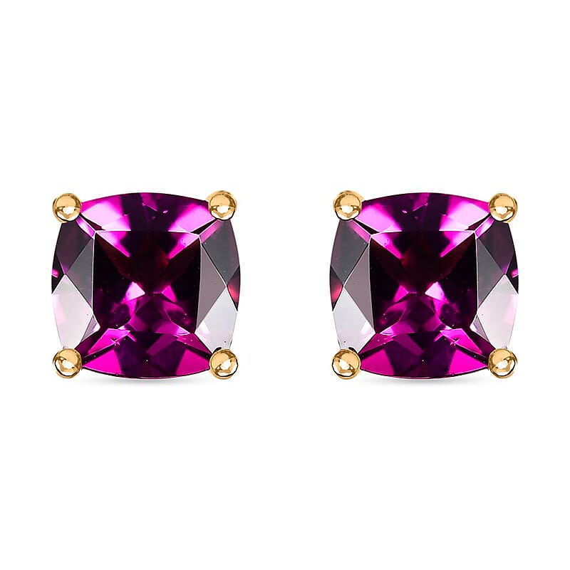 Certified & Appraised Luxoro AAA Radiant Ember Garnet 2.25 ctw Solitaire Stud Earrings in 10K Yellow Gold