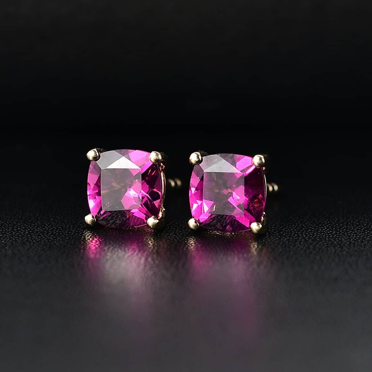 Doorbuster Certified & Appraised Luxoro AAA Radiant Ember Garnet 2.25 ctw Solitaire Stud Earrings in 10K Yellow Gold image number 1