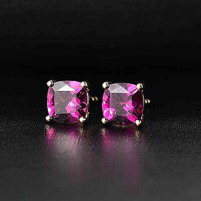 Certified & Appraised Luxoro AAA Radiant Ember Garnet 2.25 ctw Solitaire Stud Earrings in 10K Yellow Gold