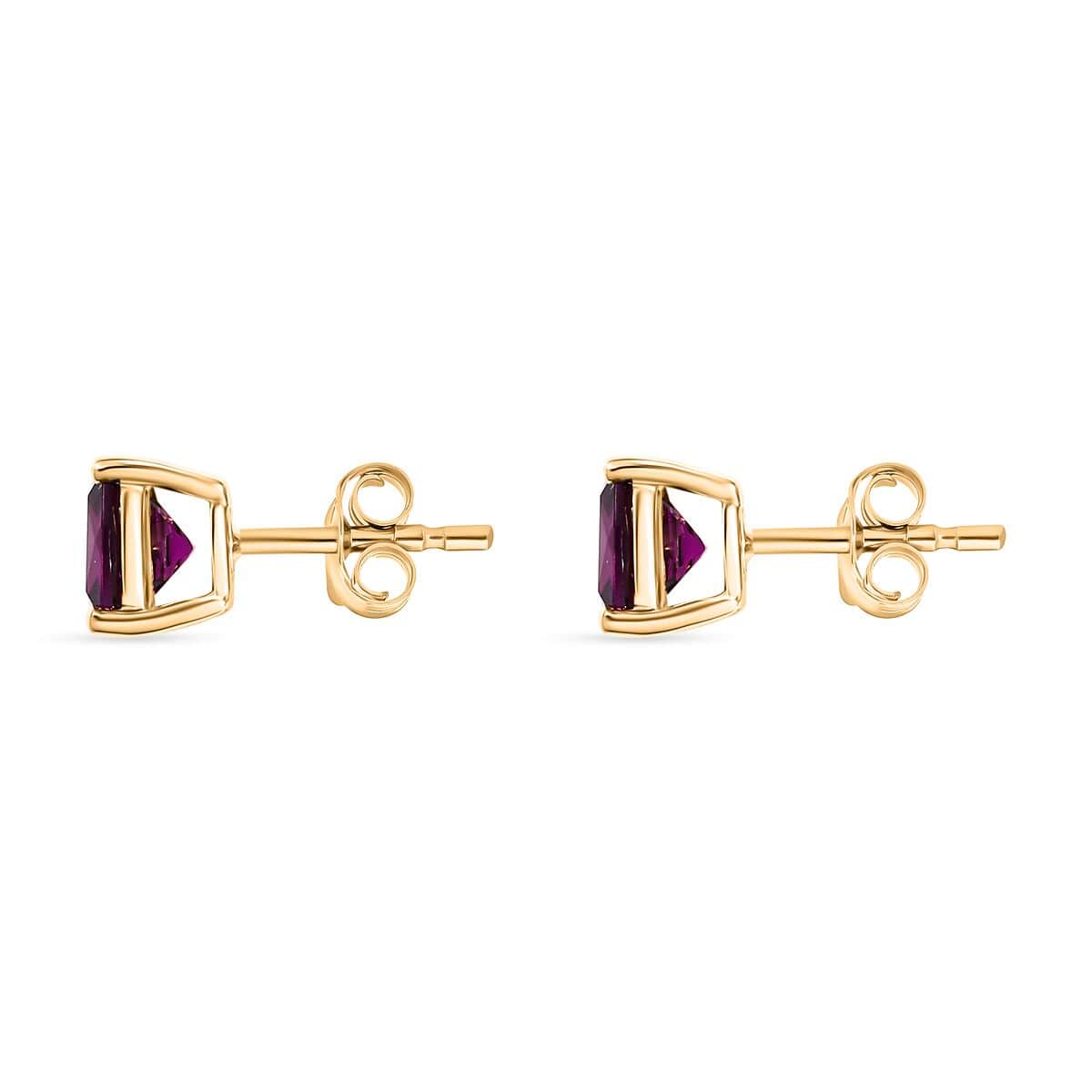 Doorbuster Certified & Appraised Luxoro AAA Radiant Ember Garnet 2.25 ctw Solitaire Stud Earrings in 10K Yellow Gold image number 4