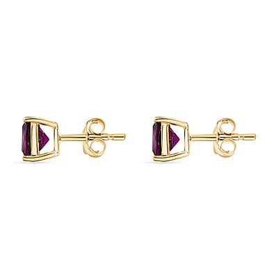 Certified & Appraised Luxoro AAA Radiant Ember Garnet 2.25 ctw Solitaire Stud Earrings in 10K Yellow Gold