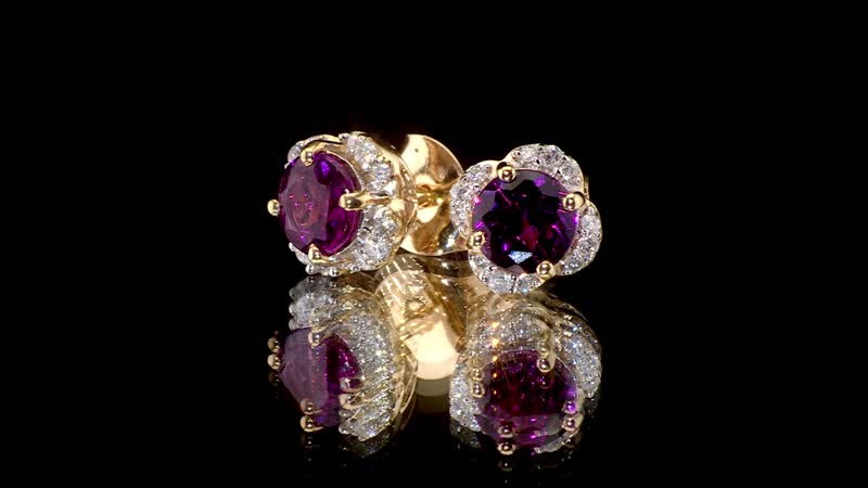 Luxoro AAA Radiant Ember Garnet and G-H I2 Diamond 1.27 ctw Earrings in 10K Yellow Gold