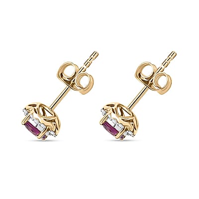 Luxoro AAA Radiant Ember Garnet and G-H I2 Diamond 1.27 ctw Earrings in 10K Yellow Gold