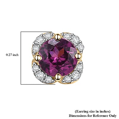 Luxoro AAA Radiant Ember Garnet and G-H I2 Diamond 1.27 ctw Earrings in 10K Yellow Gold