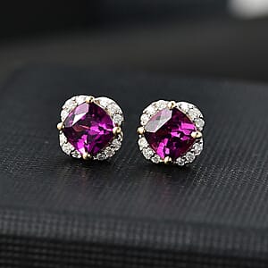 Certified & Appraised Luxoro AAA Radiant Ember Garnet and G-H I2 Diamond 1.43 ctw Earrings in 10K Yellow Gold 