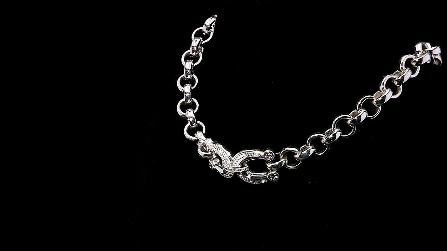 White Austrian Crystal Necklace in Sterling Silver 20 Inches