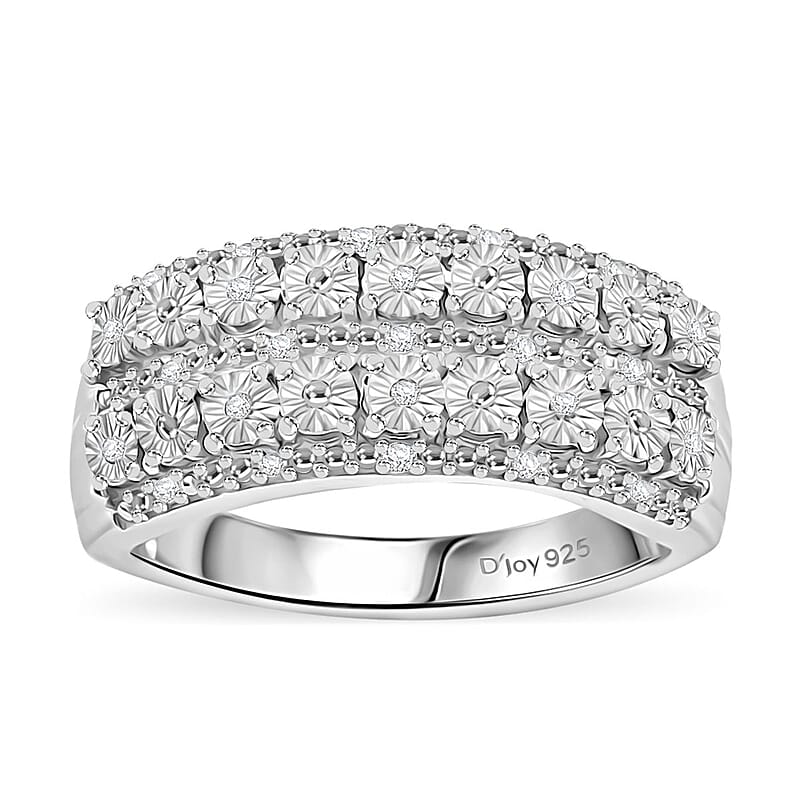 D'Joy Diamond 0.10 ctw Ring in Rhodium Over Sterling Silver (Size 10.0)