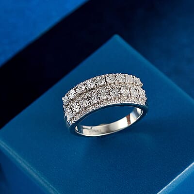 D'Joy Diamond 0.10 ctw Ring in Rhodium Over Sterling Silver (Size 10.0)