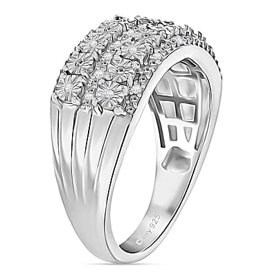 D'Joy Diamond 0.10 ctw Ring in Rhodium Over Sterling Silver (Size 10.0)