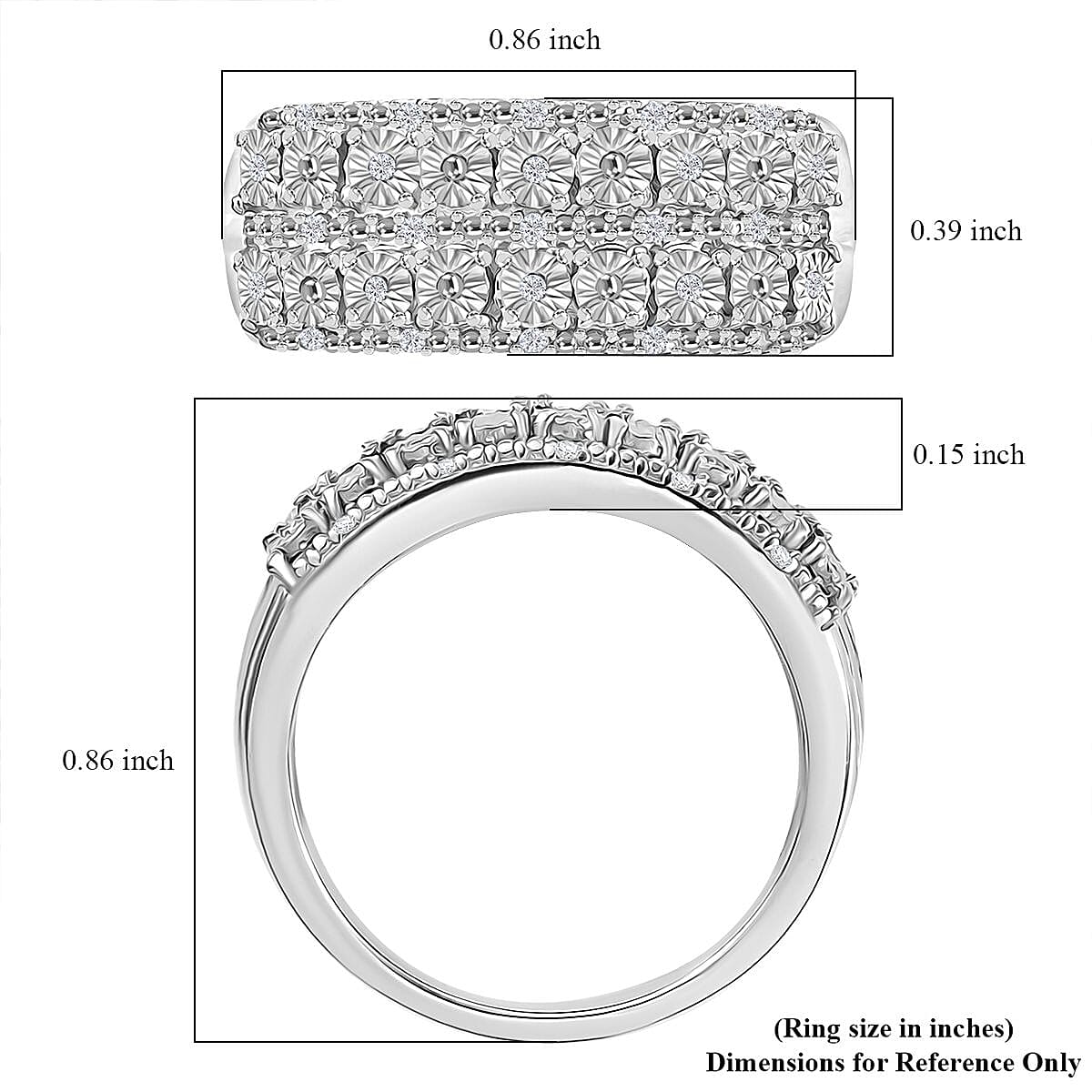 D'Joy Diamond 0.10 ctw Ring in Rhodium Over Sterling Silver (Size 10.0)