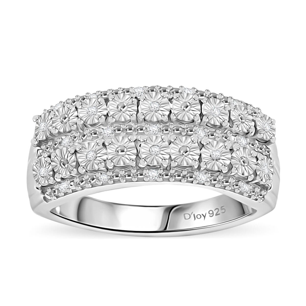 Diamond 0.10 ctw Ring in Rhodium Over Sterling Silver (Size 6.0) image number 0