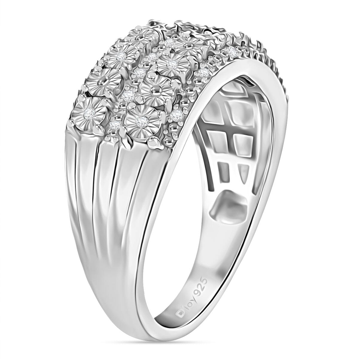 Diamond 0.10 ctw Ring in Rhodium Over Sterling Silver (Size 6.0) image number 3