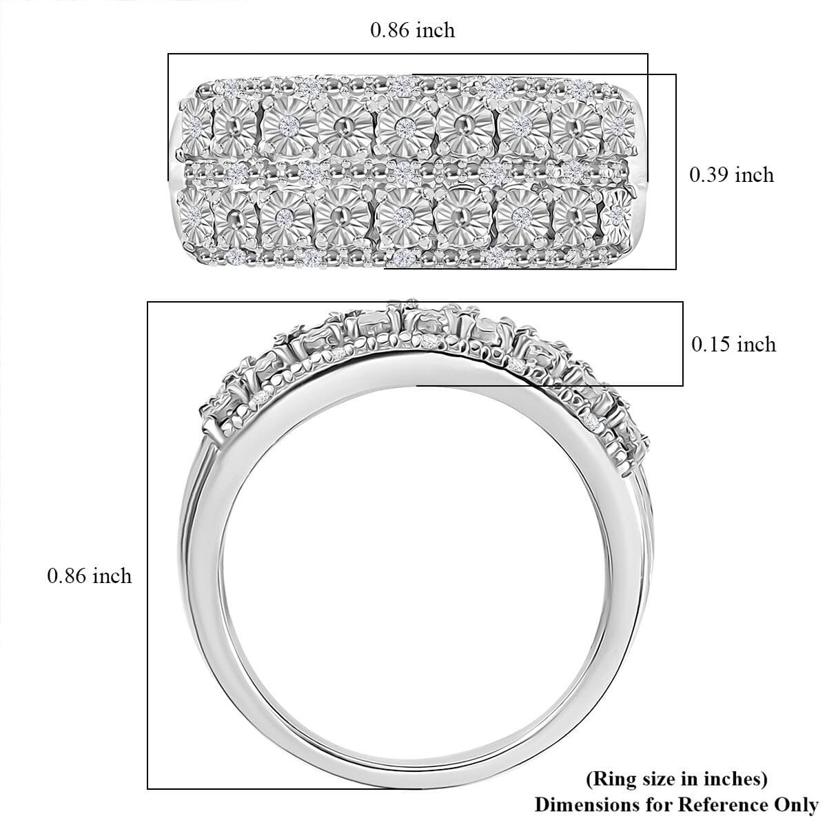 Diamond 0.10 ctw Ring in Rhodium Over Sterling Silver (Size 6.0) image number 5