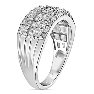 D'Joy Diamond 0.10 ctw Ring in Rhodium Over Sterling Silver (Size 8.0)