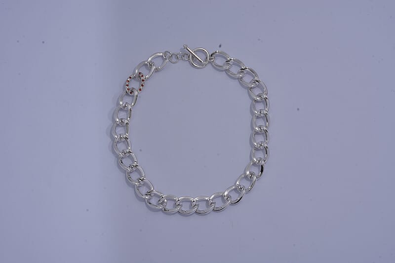 Simulated White and Red Diamond 0.60 ctw Necklace 20 Inches in Sterling Silver