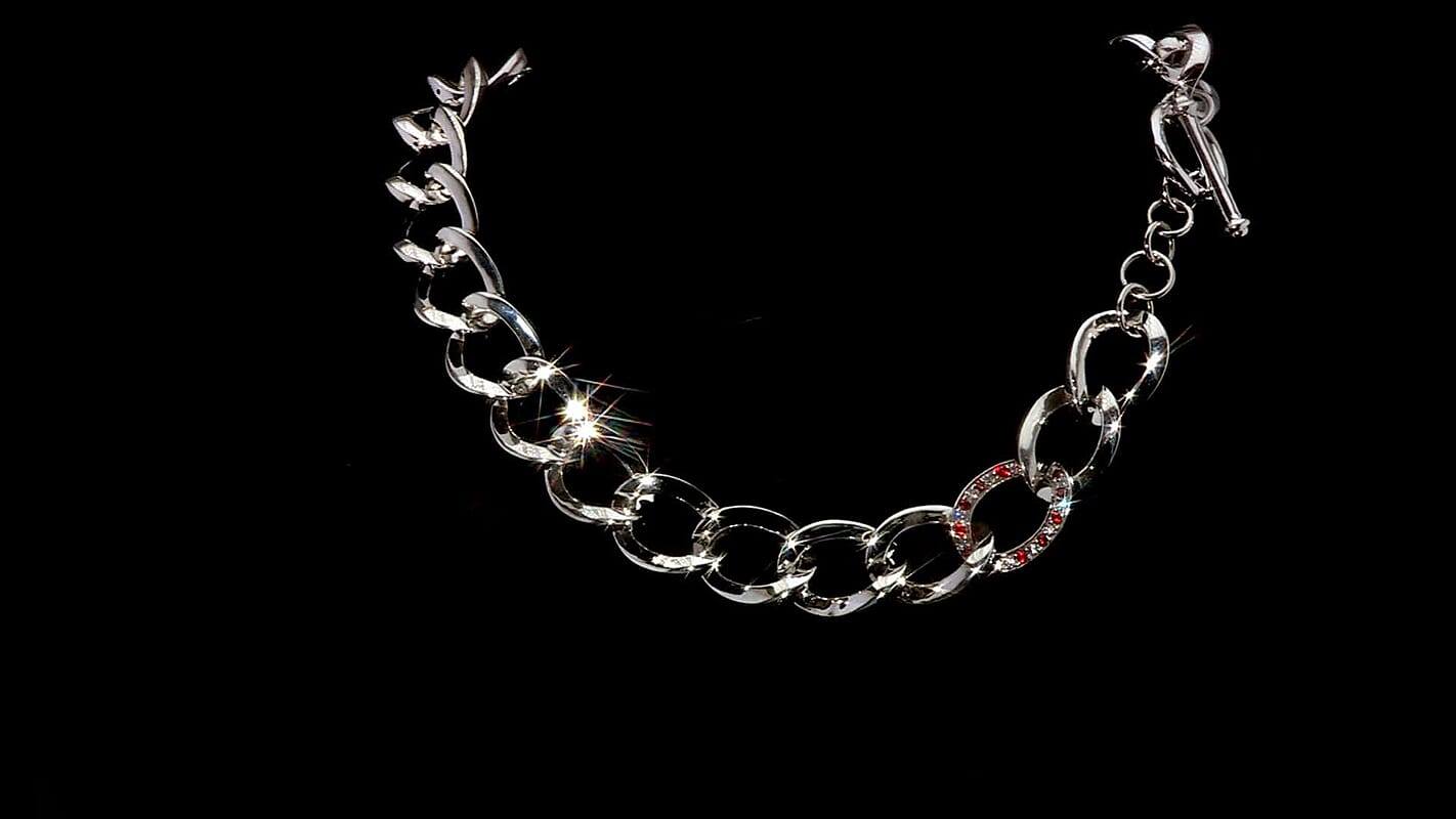 Simulated White and Red Diamond 0.60 ctw Necklace 20 Inches in Sterling Silver
