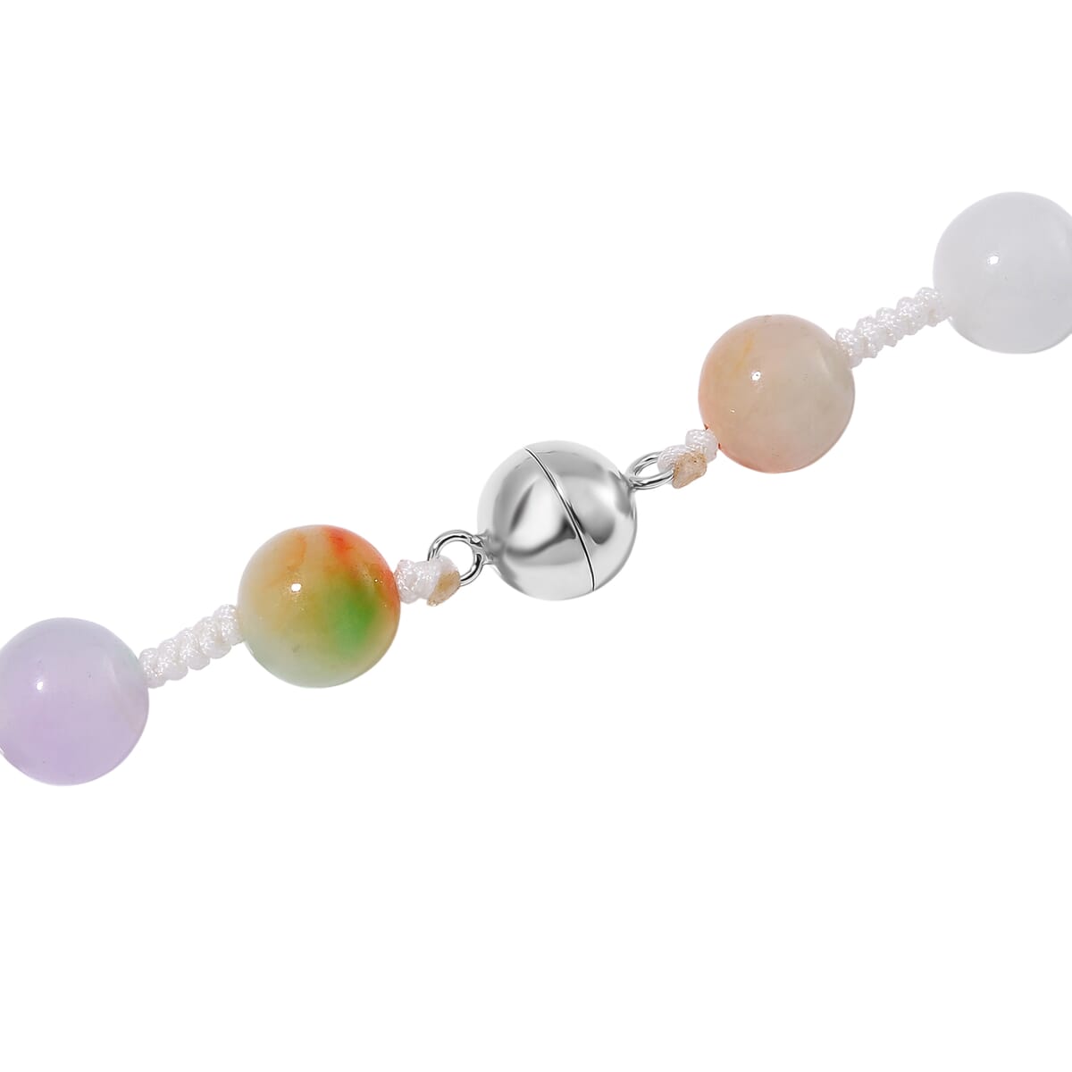 Multi Color Jade (D) 300.00 ctw Carved Qilin with Beaded Necklace in Rhodium Over Sterling Silver 20 Inches image number 5