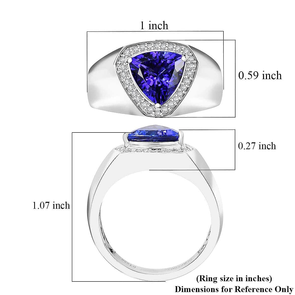 Certified & Appraised Rhapsody AAAA Tanzanite and E-F VS Diamond 3.10 ctw Shield Men's Ring in 950 Platinum (Size 10.0) 12.40 Grams