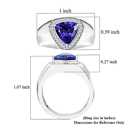 Certified & Appraised Rhapsody AAAA Tanzanite and E-F VS Diamond 3.10 ctw Shield Men's Ring in 950 Platinum (Size 10.0) 12.40 Grams