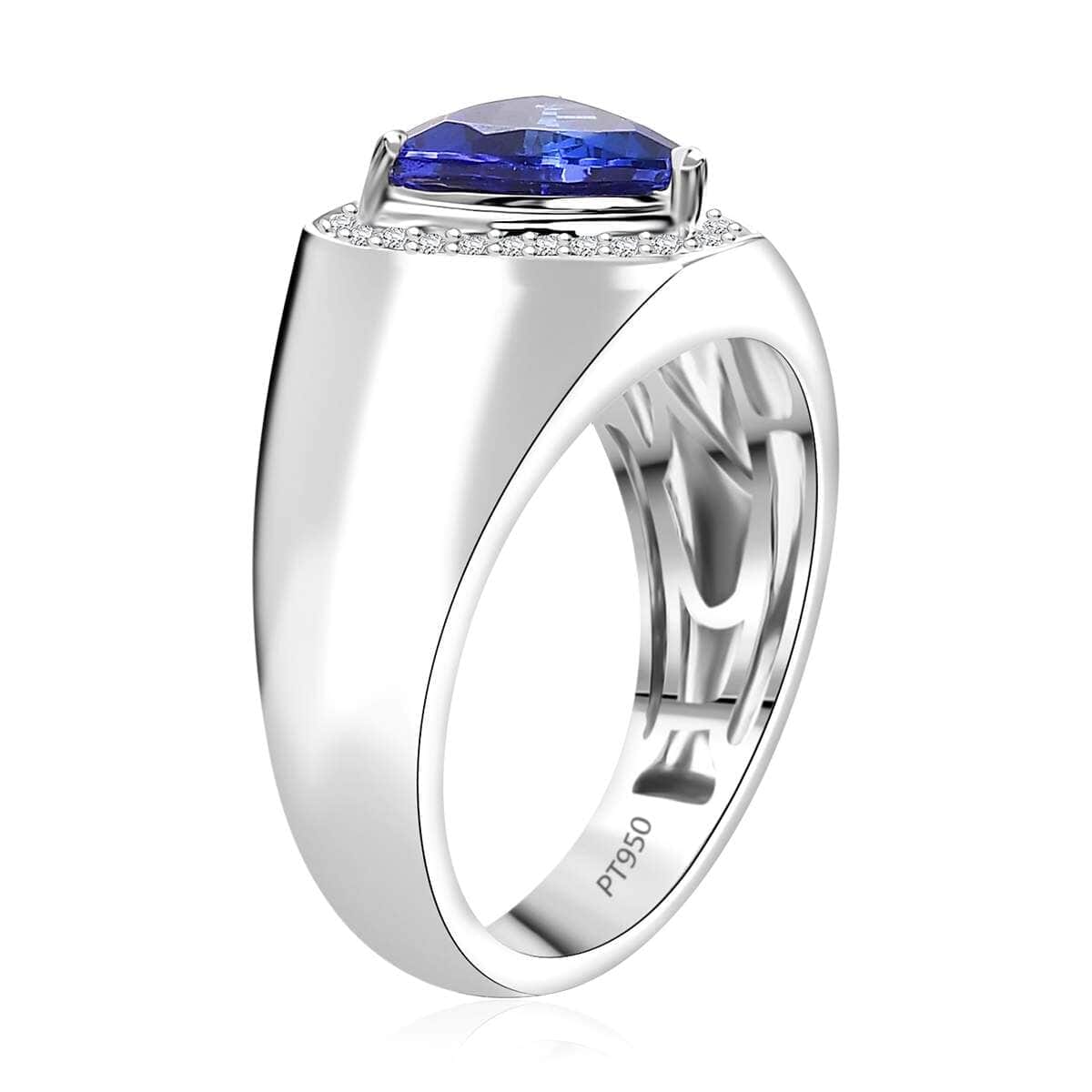 Rhapsody 950 Platinum AAAA Tanzanite, Diamond (E-F, VS) (0.20 cts) Men's Ring (Size 11.5) (12.40 g) 3.10 ctw image number 3