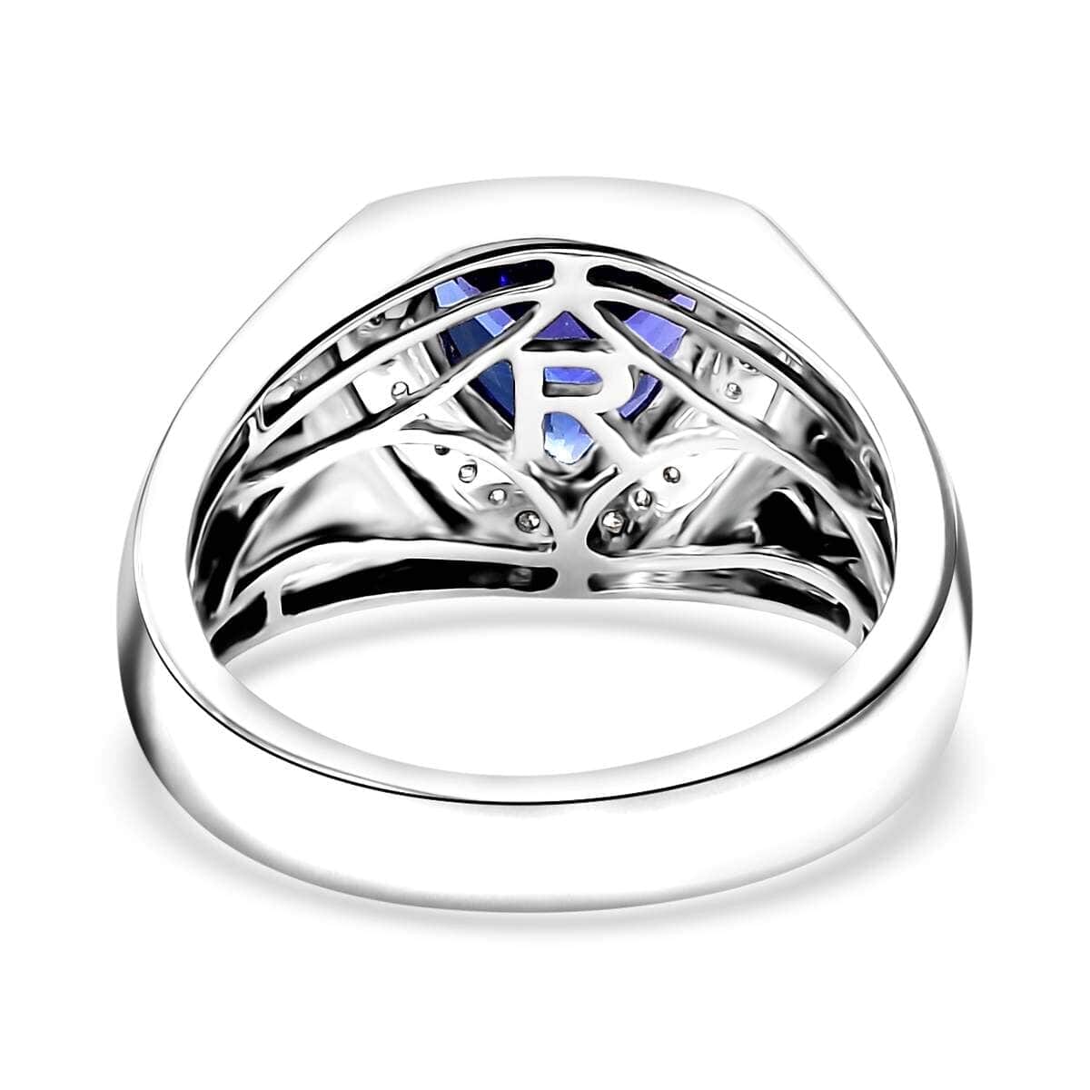 Rhapsody 950 Platinum AAAA Tanzanite, Diamond (E-F, VS) (0.20 cts) Men's Ring (Size 8.5) (12.40 g) 3.10 ctw image number 4