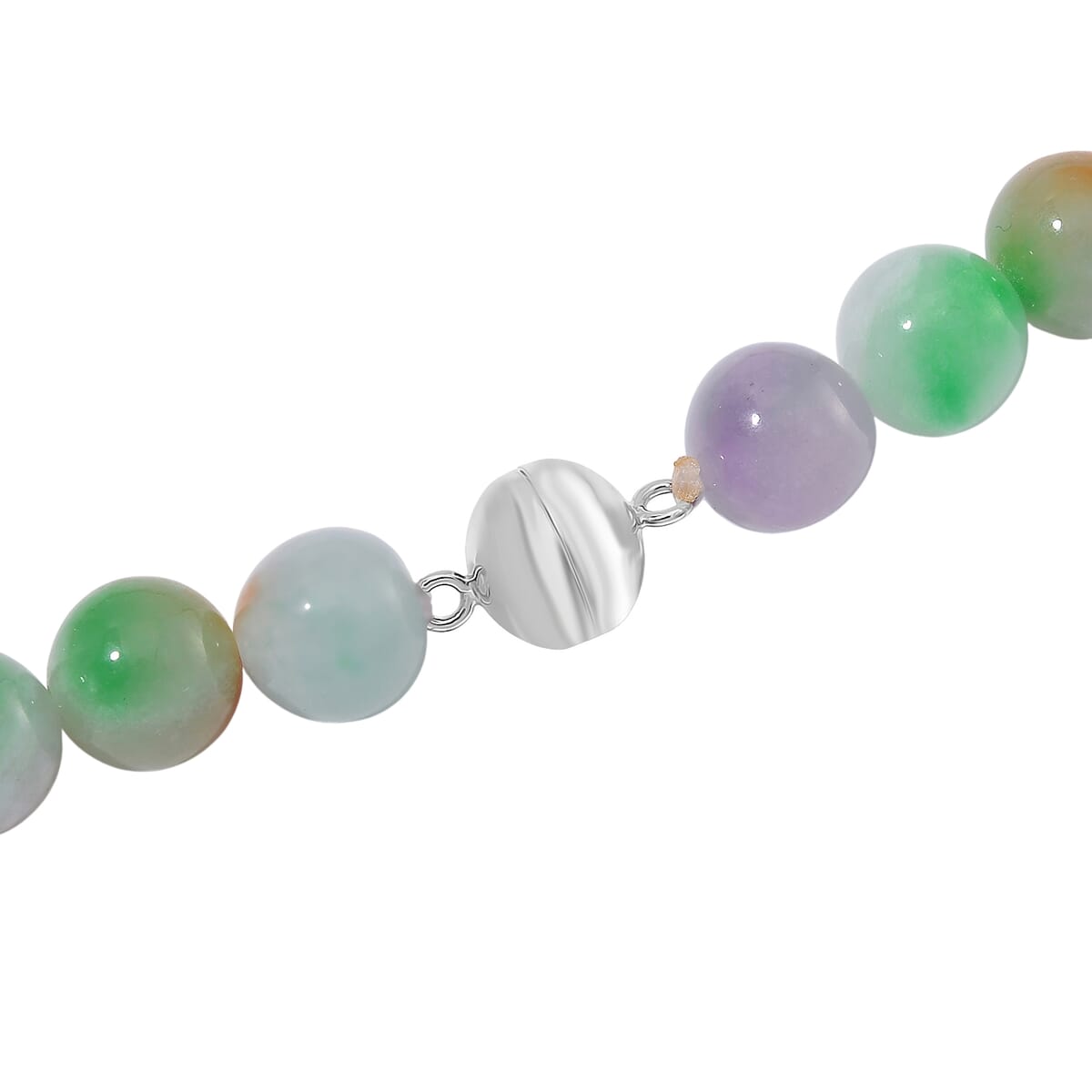 Multi Jade (D) 490.00 ctw Carved Pixiu with Beaded Necklace in Rhodium Over Sterling Silver 20 Inches image number 4