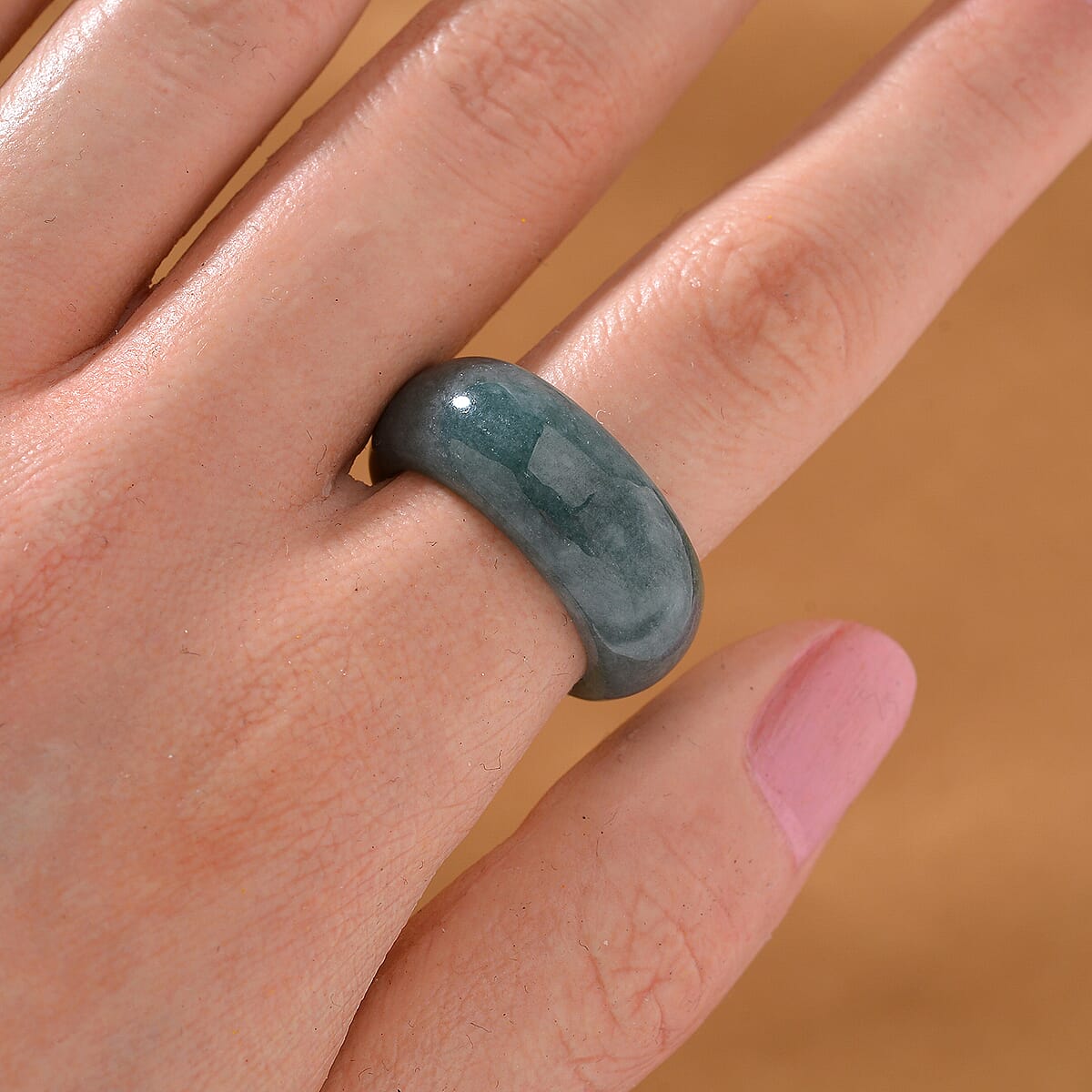 Natural Olmec Jadeite 35.00 ctw Band Ring (Size 11.0) image number 1