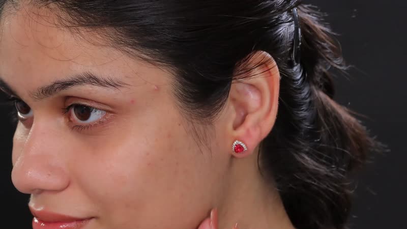 Luxoro AAA Padparadscha Sapphire (BT) and G-H I2 Diamond 2.25 ctw Trillion Halo Earrings in 14K Yellow Gold