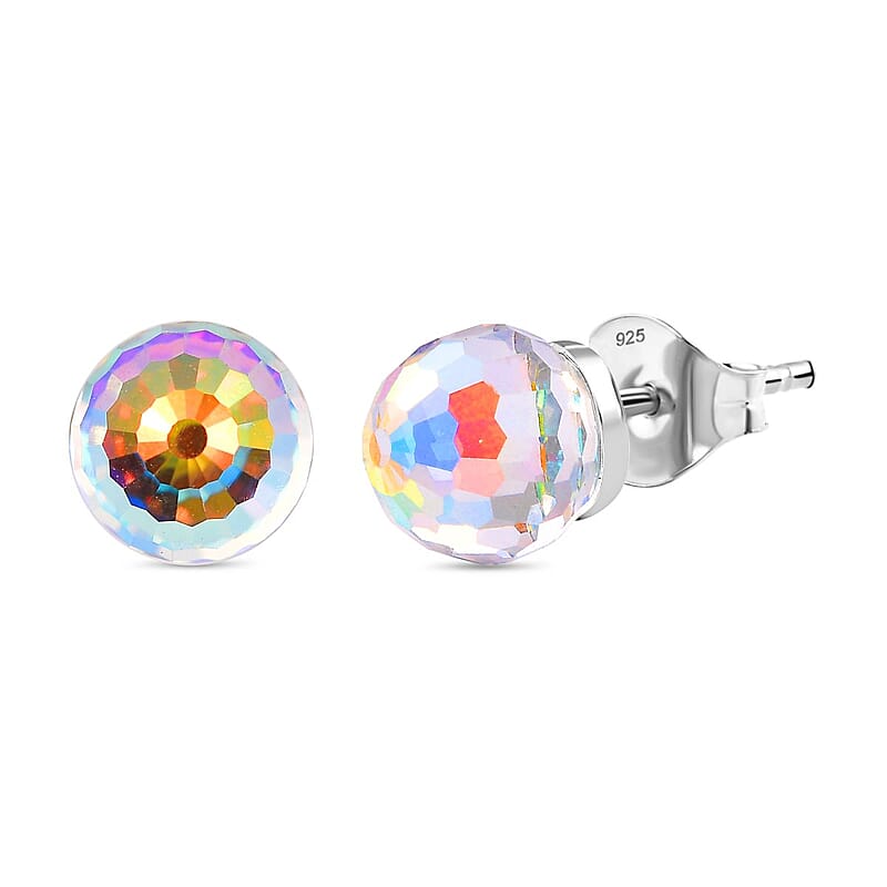 J Francis Aurora Borealis Crystal by Swarovski Earrings in Sterling Silver