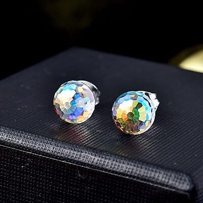 J Francis Aurora Borealis Crystal by Swarovski Earrings in Sterling Silver