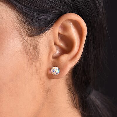 J Francis Aurora Borealis Crystal by Swarovski Earrings in Sterling Silver