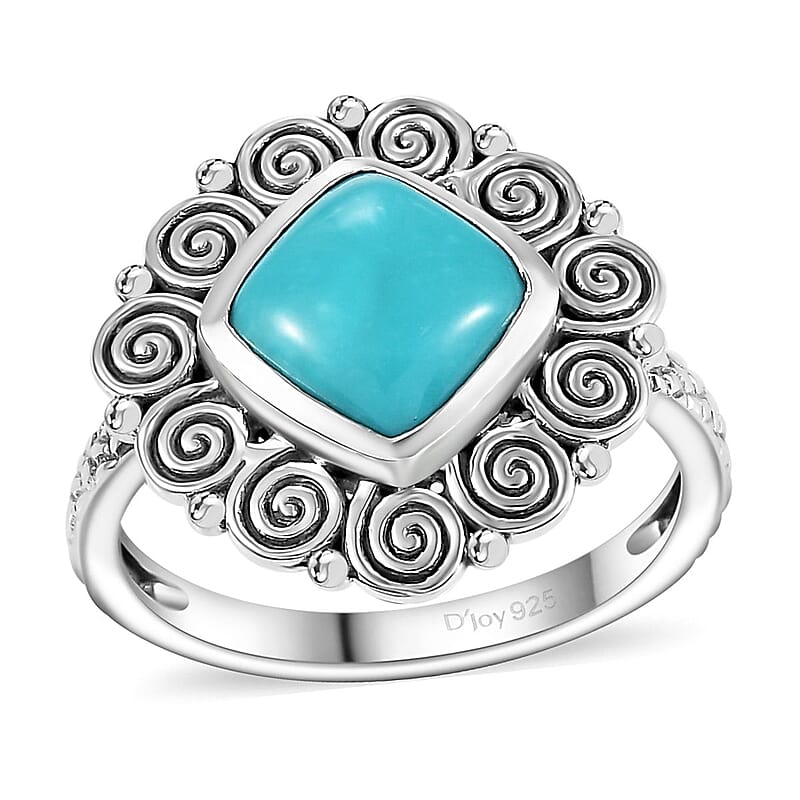 D'Joy Artisan Crafted AAA Sleeping Beauty Turquoise 2.25 ctw Spiral Ring in Black Oxidized Sterling Silver (Size 10.0)